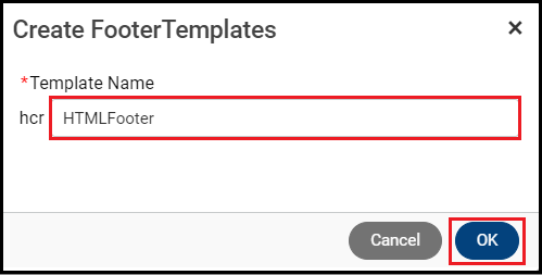 Enter Footer Template name